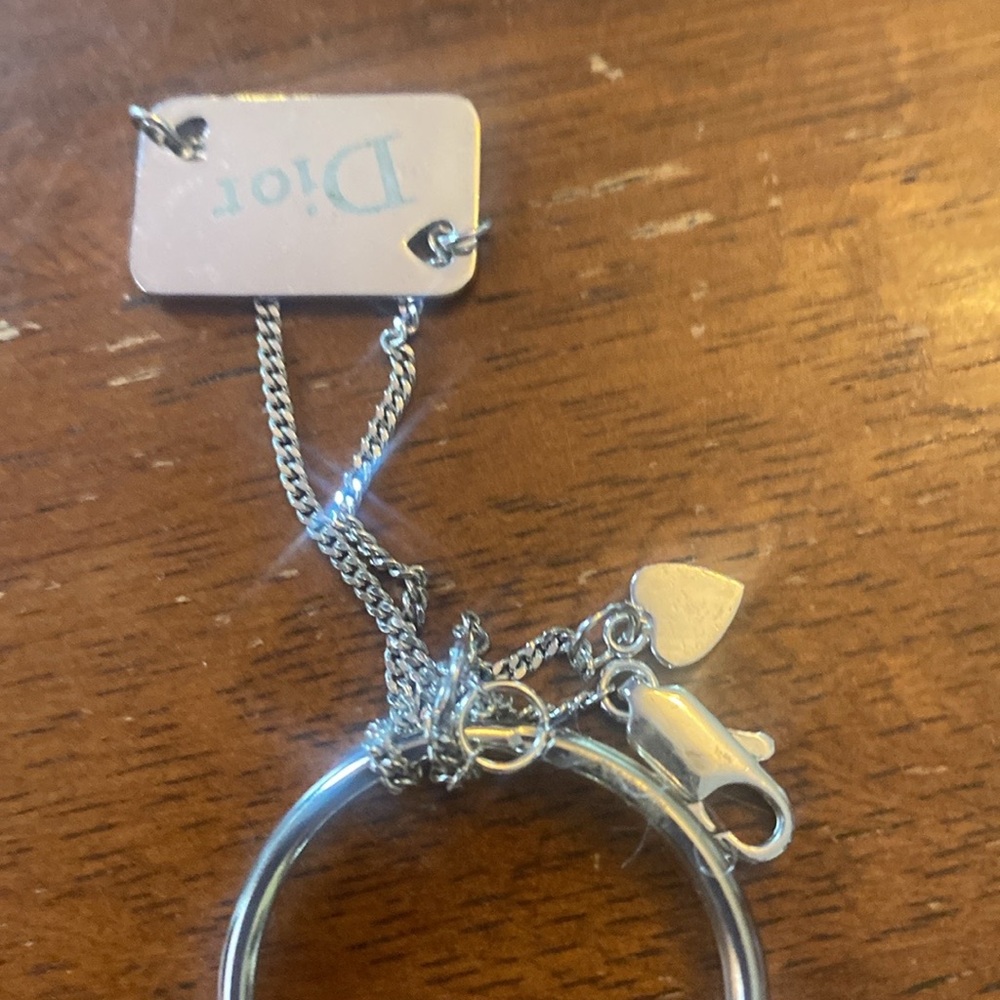 Dior silver keychain with heart and logo charms - Picture 2 of 4